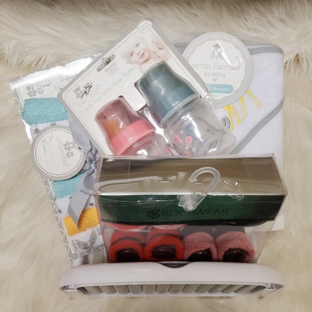 Infant Bundle - Drying Rack, Infant Botties & Bottles, Hooded Towel & Washcloths
